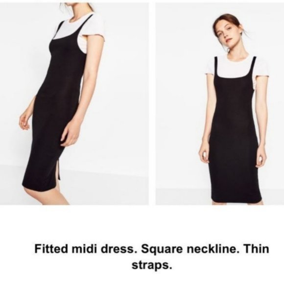 zara midi dress black